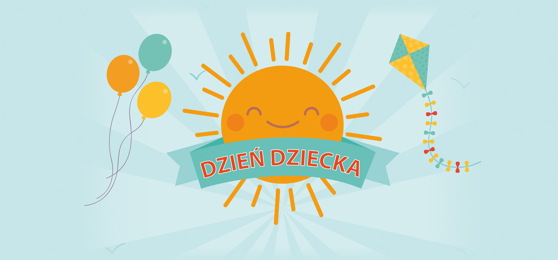 Słońce z banerem dzień dziecka